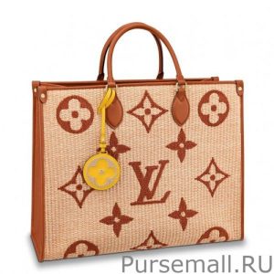 OnTheGo GM Bag In Raffia With Brown M57644