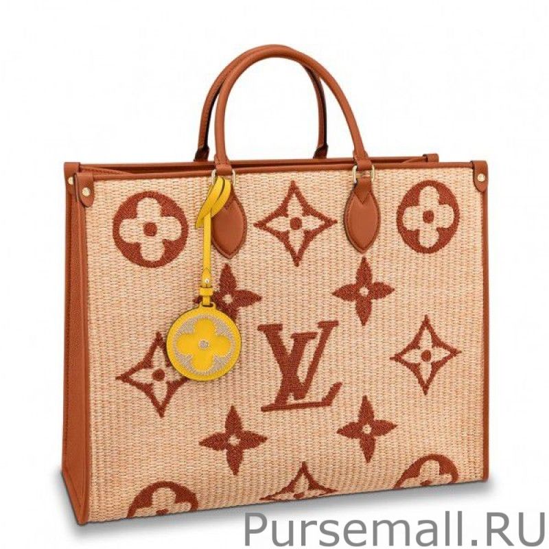 OnTheGo GM Bag In Raffia With Brown M57644