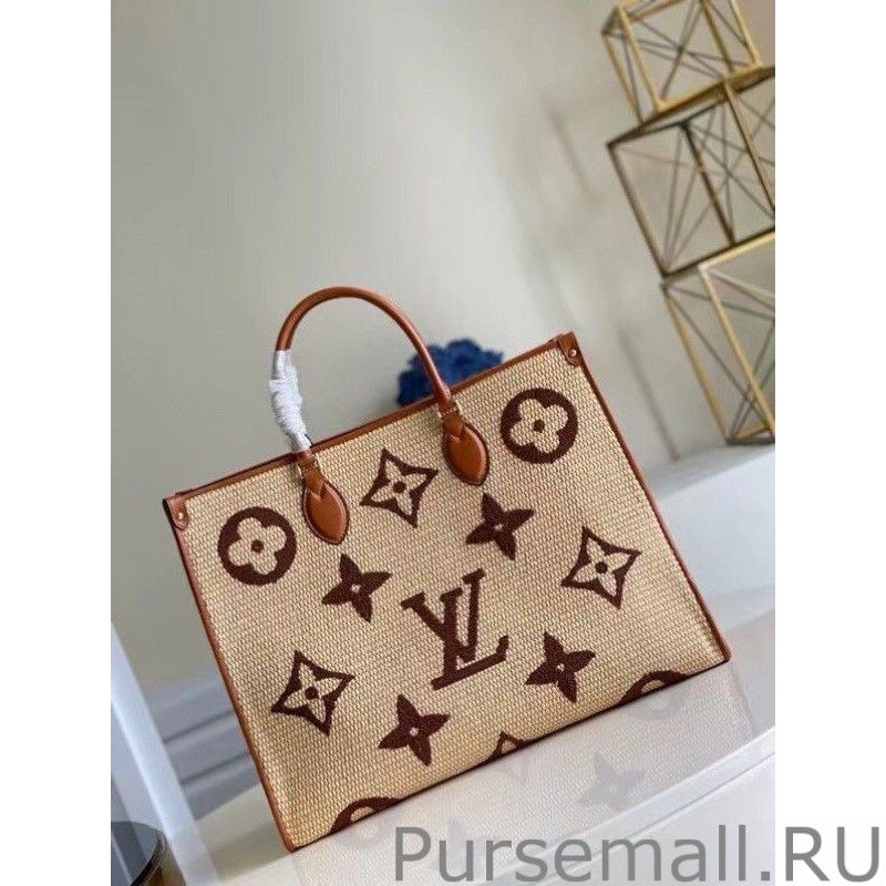 OnTheGo GM Bag In Raffia With Brown M57644 - Image 9