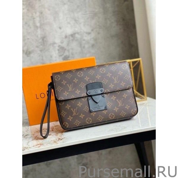 S Lock A4 Pouch Monogram Macassar M80560 - Image 9