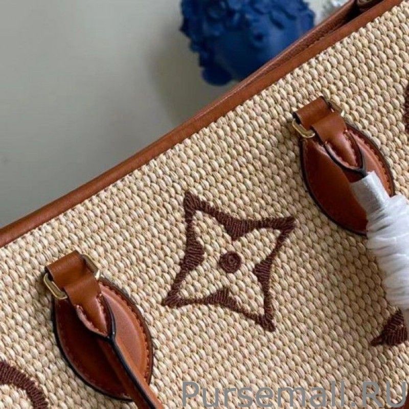 OnTheGo GM Bag In Raffia With Brown M57644 - Image 10