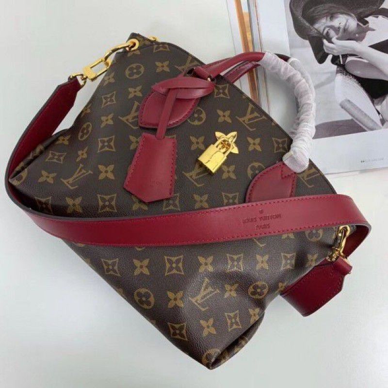 Flower Zipped Tote BB Monogram Canvas M44350 Red - Image 2