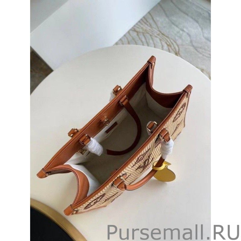 OnTheGo MM Bag In Raffia With Brown M57707 - Image 3