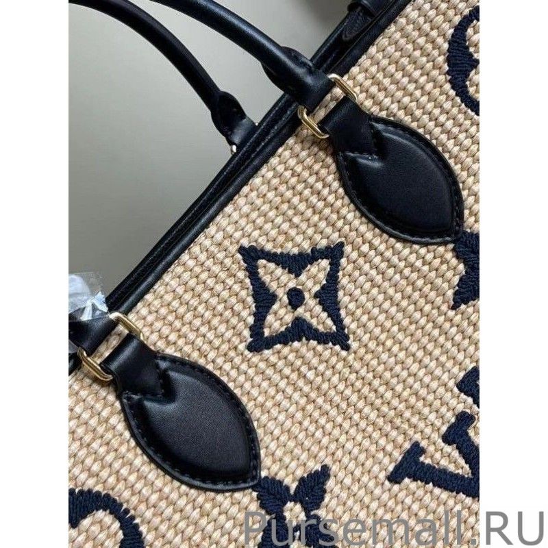 OnTheGo MM Bag In Raffia With Blue M57723 - Image 5