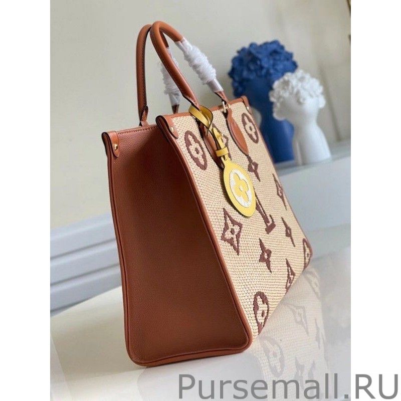 OnTheGo MM Bag In Raffia With Brown M57707 - Image 5