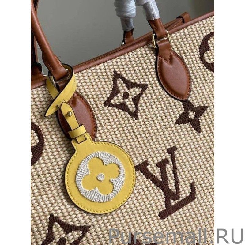 OnTheGo MM Bag In Raffia With Brown M57707 - Image 8