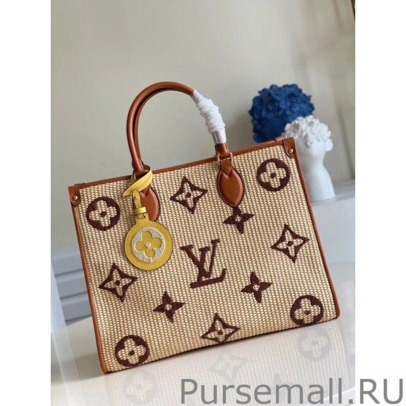 OnTheGo MM Bag In Raffia With Brown M57707 - Image 9