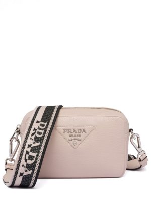 Prada logo-plaque leather crossbody bag