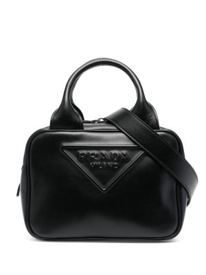 Prada logo-embossed leather tote bag