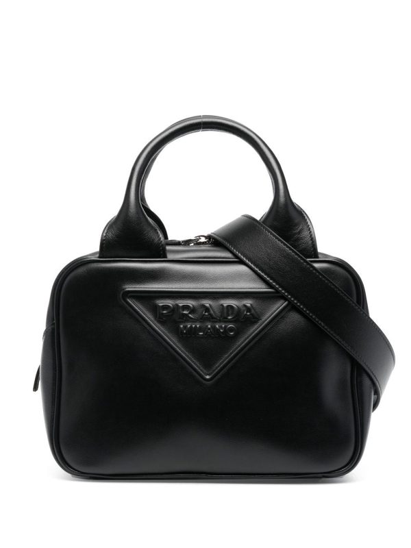 Prada logo-embossed leather tote bag