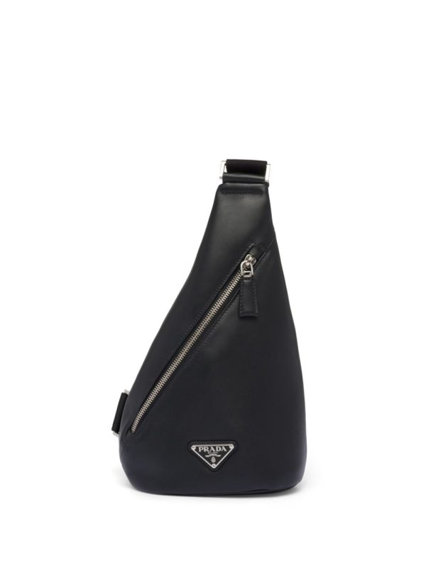 Prada logo-plaque one-shoulder backpack