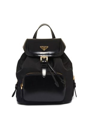 Prada logo-plaque panelled backpack