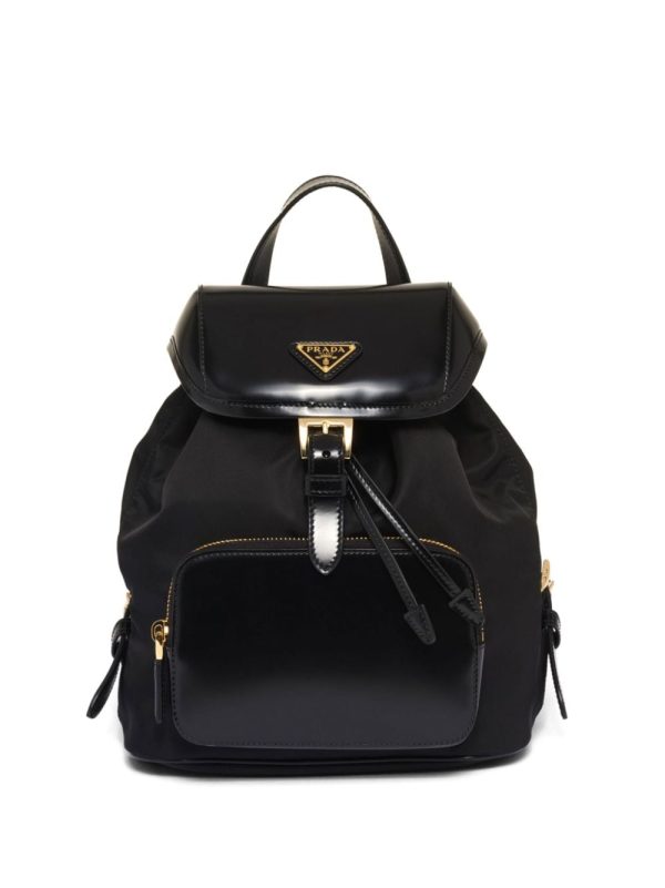 Prada logo-plaque panelled backpack