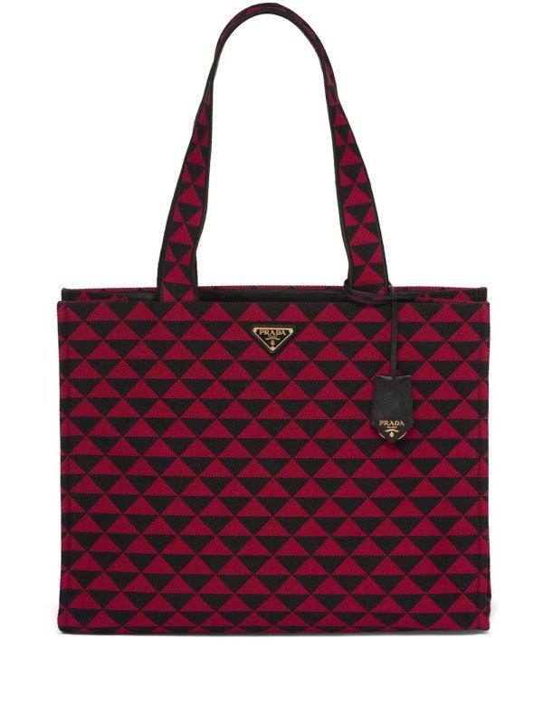Prada large Symbole embroidered tote bag