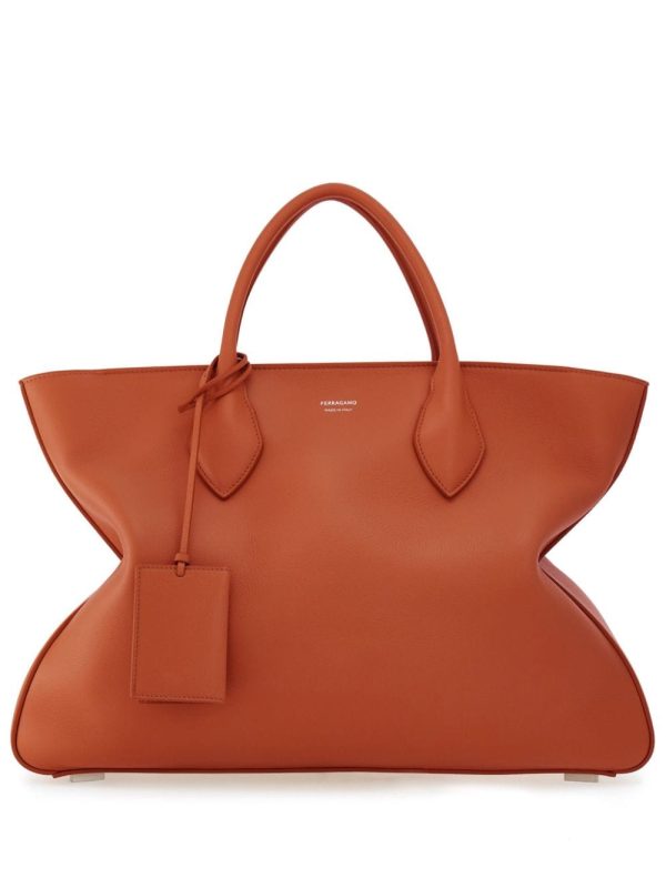 New Season  Ferragamo logo-print leather tote bag