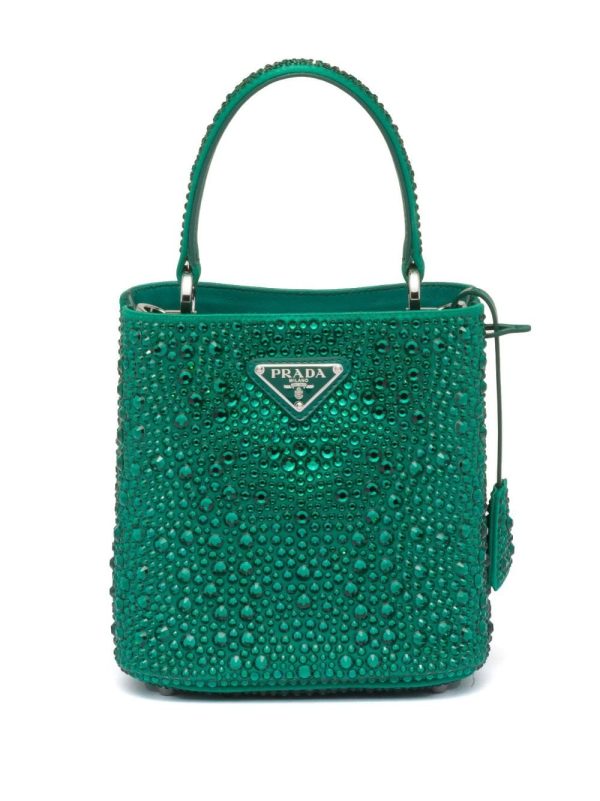 Prada small Panier crystal-embellished tote bag