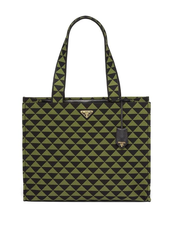 Prada large Symbole embroidered tote bag