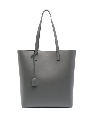 Saint Laurent logo-stamp leather tote bag