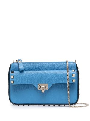 Valentino Garavani Rockstud-embellished textured-leather clutch bag