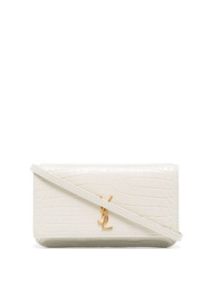 Saint Laurent monogram croc-effect phone holder