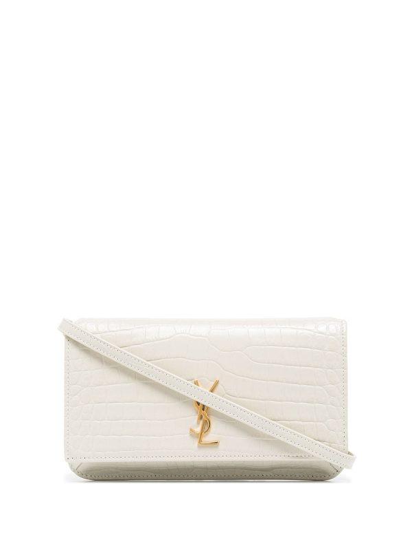 Saint Laurent monogram croc-effect phone holder