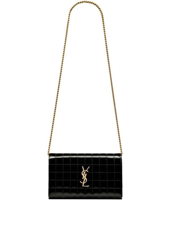 Saint Laurent Cassandre matelassé leather chain wallet