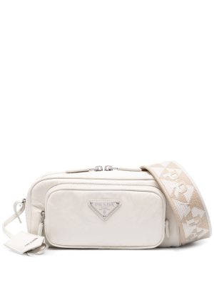 Prada logo-plaque leather shoulder bag