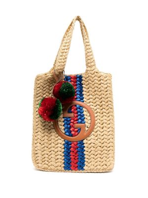 Gucci Interlocking-G woven-raffia tote bag