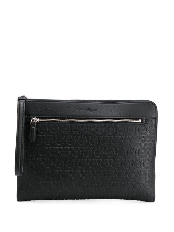 Ferragamo monogram-pattern clutch bag