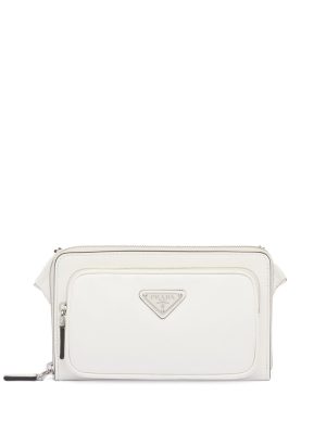 Prada logo-plaque leather messenger bag