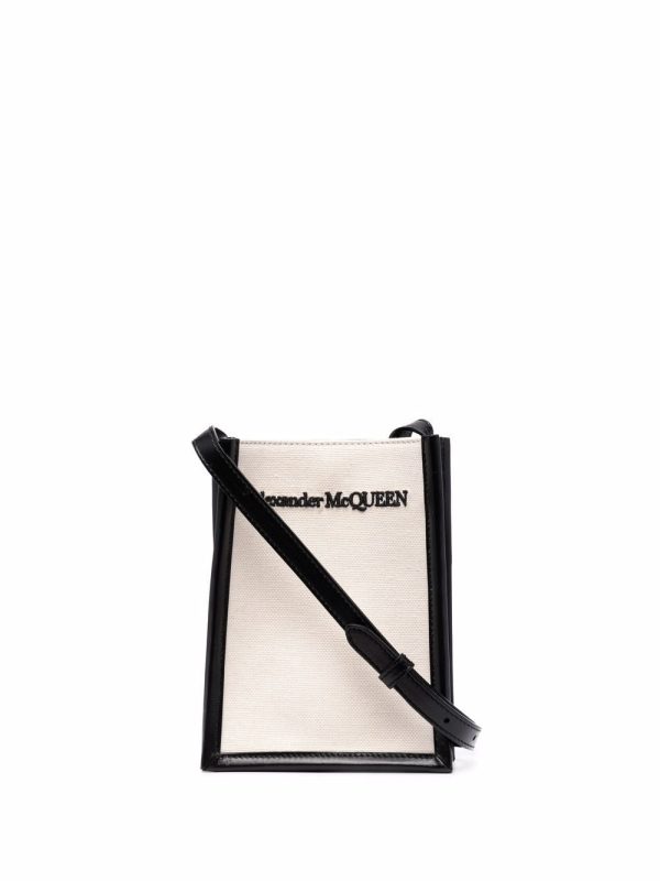 Alexander McQueen embroidered-logo messenger bag