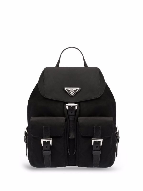 Prada logo-plaque backpack