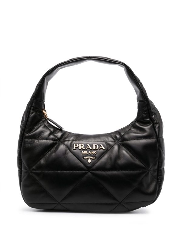 Prada logo-plaque quilted shoulder bag