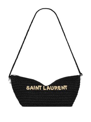 Saint Laurent Le Rafia logo-embroidered shoulder bag