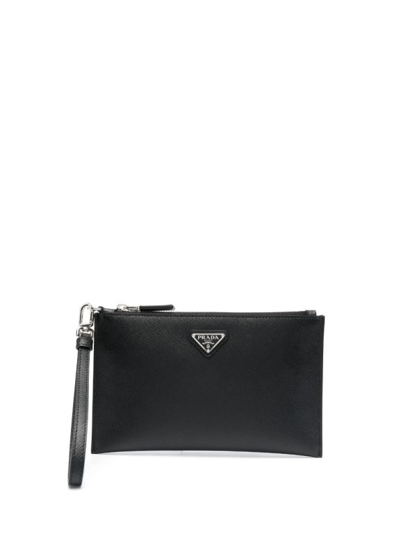 Prada logo-plaque clutch bag