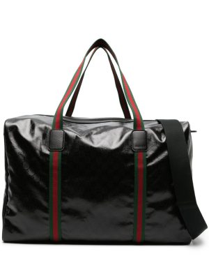 Gucci large Web-detail leather holdall