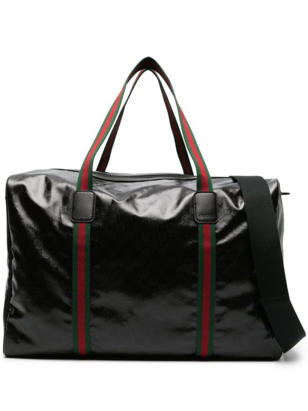 Gucci large Web-detail leather holdall
