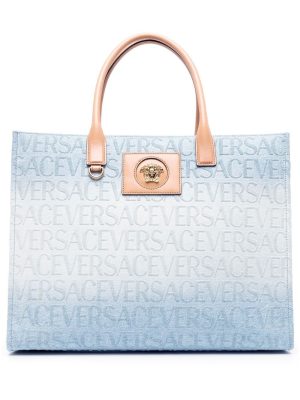Versace logo-embossed tote bag