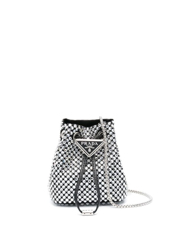 Prada stud-embellished logo-plaque mini bag