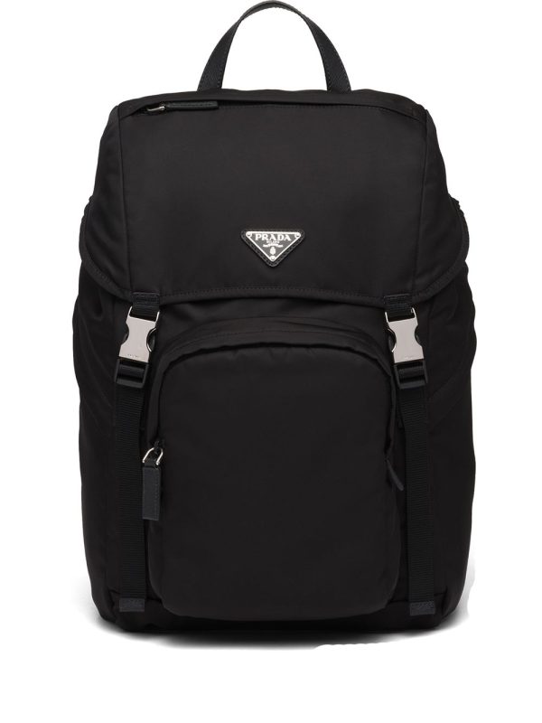 Prada logo-plaque multi-pocket backpack