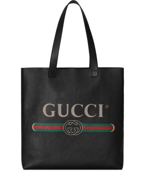 Gucci logo-print leather tote bag
