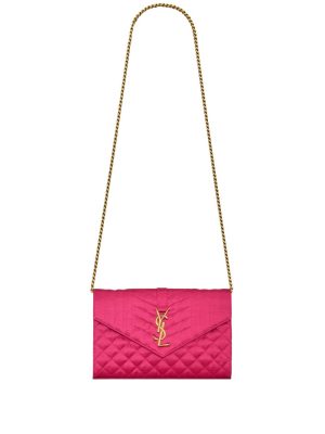 Saint Laurent matelassé logo-plaque envelope bag