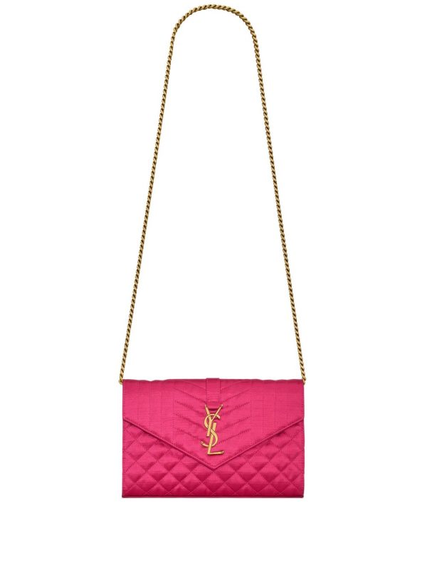 Saint Laurent matelassé logo-plaque envelope bag