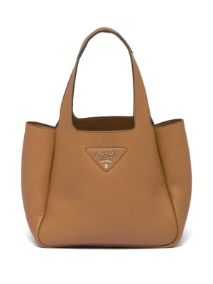 Prada logo plaque tote bag