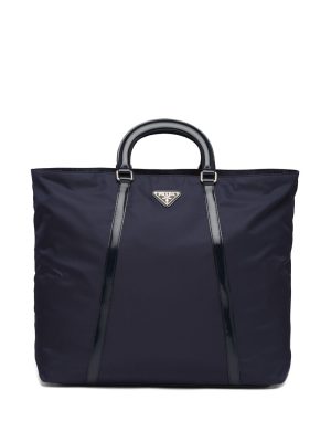 Prada logo plaque tote bag