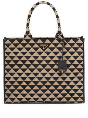 Prada large Symbole embroidered tote bag