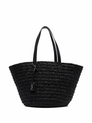 Saint Laurent interwoven straw tote bag