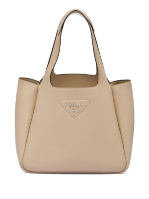Prada logo plaque tote bag