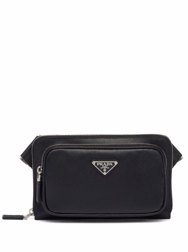 Prada logo plaque zipped crossbody bag