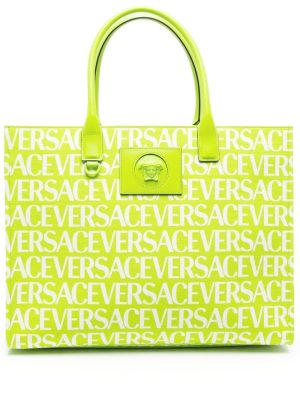 Versace logo-print canvas tote bag